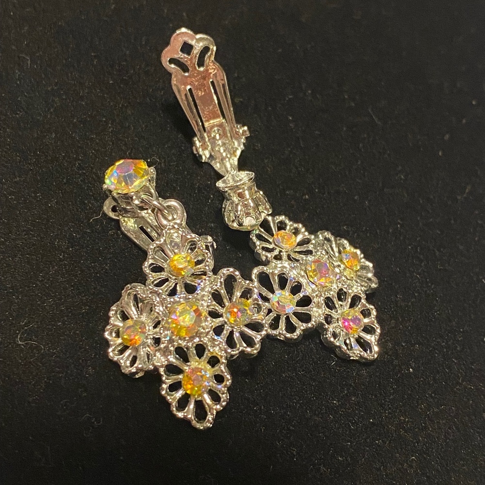 Aurora Borealis Clip On Earrings